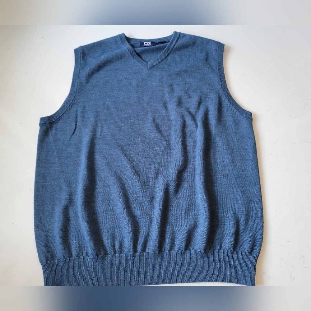 Cutter & Buck Wool Blend Blue Knit Vest Large